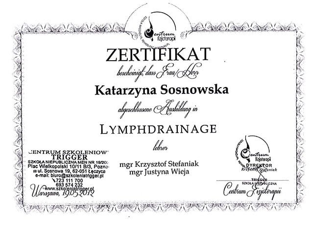 Zertifikat Lymphdrainage